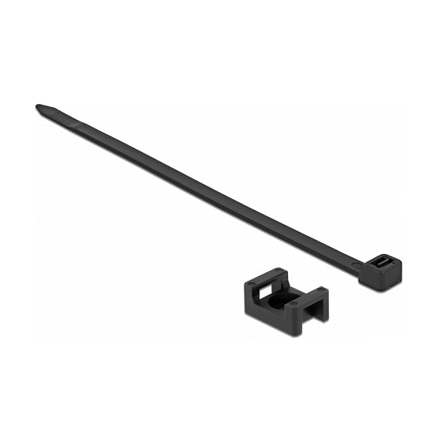 Nosač za vezice s vijkom DELOCK 23 x 16 mm (s vezicom 150 x 7.2 mm, crni, 10 kom)-0
