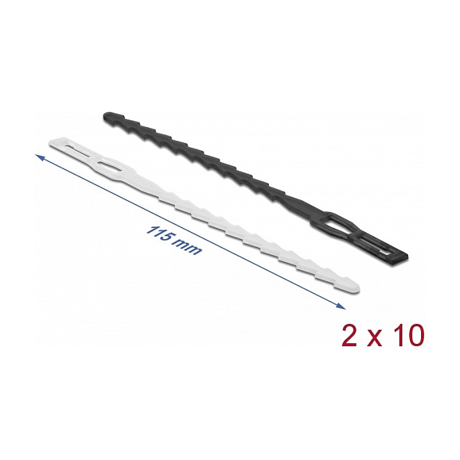 Vezice za kabele DELOCK 19317 višekratne s ušicom za montažu (115 x 4.5 mm, 20 kom, crne)-1
