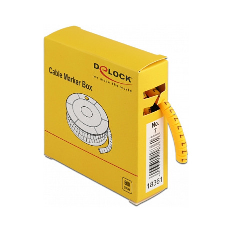 Oznake za kabele DELOCK Box Broj 7 (500 kom, žute, 3.0-6.0 mm)