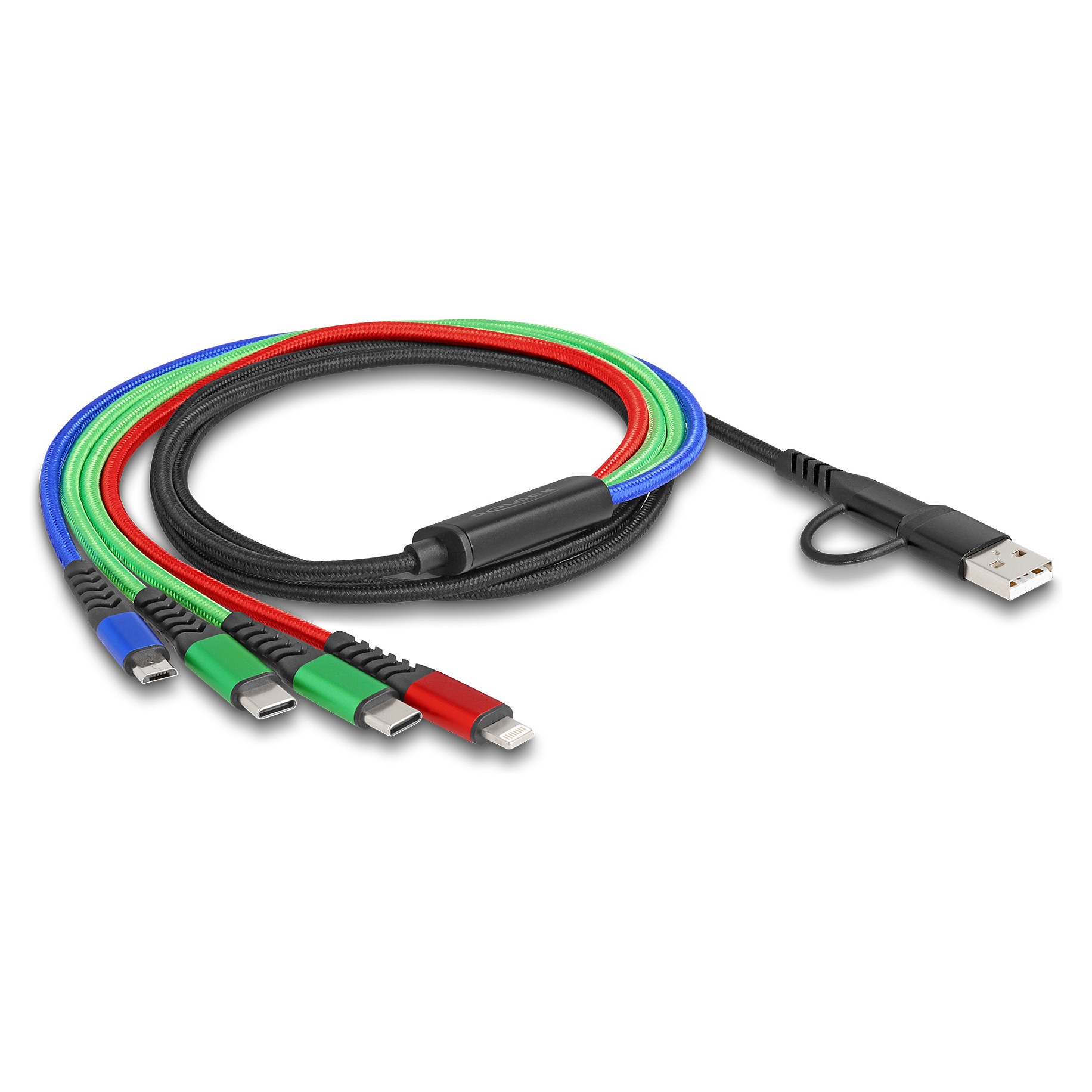 USB kabel za punjenje DELOCK 4-u-1 (USB-A/USB-C na Lightning/Micro USB/2x USB-C) 1.2m