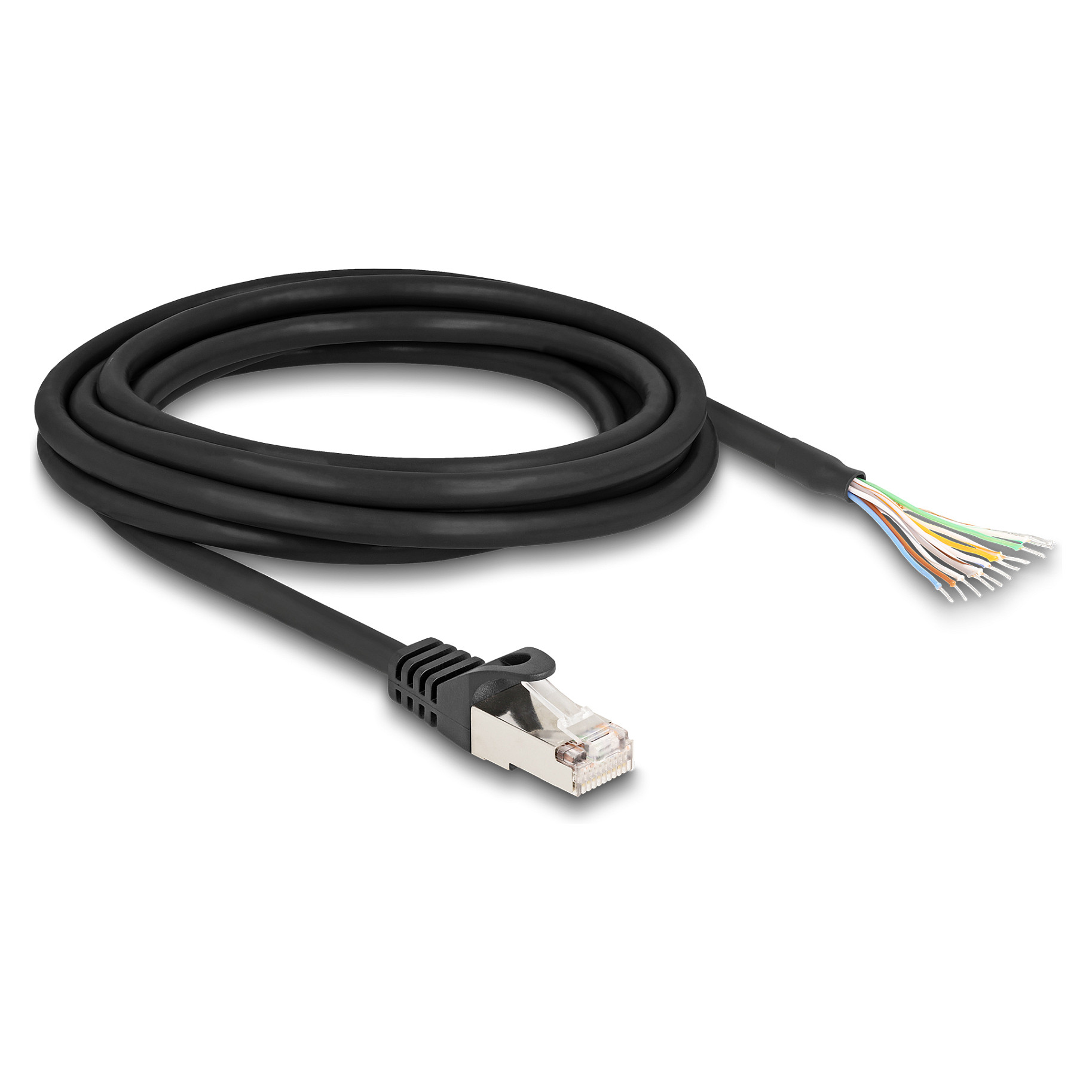 Kabel DELOCK RJ50 na otvorene krajeve S/FTP 3m (Cat.6A, 26 AWG) crni-1