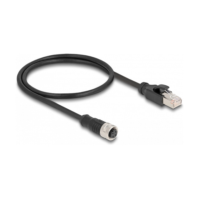 Adapter kabel DELOCK M12 D-kodirani 4-pinski na RJ45 0.5m (Cat.5e, S/FTP, IP67)-0