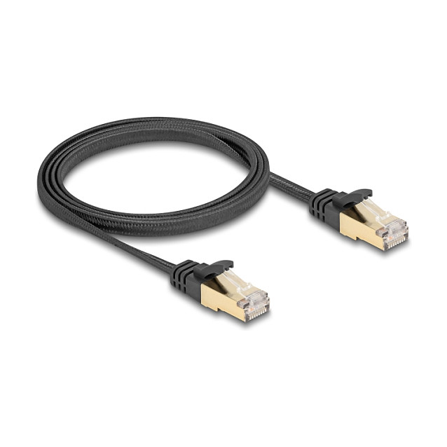 Mrežni kabel DELOCK RJ45 Flat Ribbon (Cat.6A, U/FTP, 1m, pleteni, crni)-1