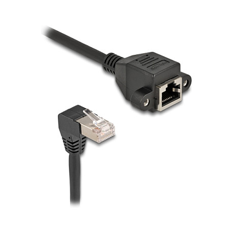 Mrežni produžni kabel DELOCK Cat.6A S/FTP (RJ45 M 90° na RJ45 Ž panel, 0.25m)-0