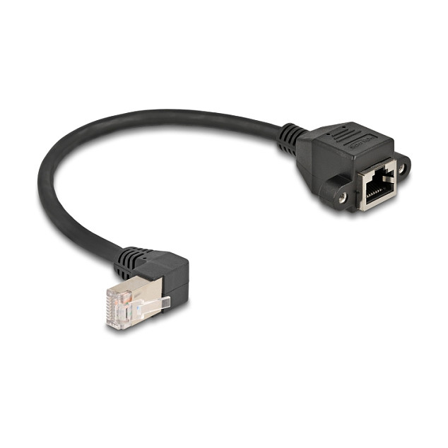 Mrežni produžni kabel DELOCK Cat.6A S/FTP (RJ45 M 90° na RJ45 Ž panel, 0.25m)-1
