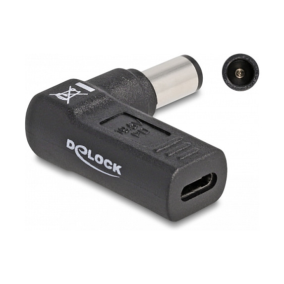 Adapter za napajanje DELOCK USB-C na HP 7.4 x 5.0 mm (90° kutni, do 65W)-0