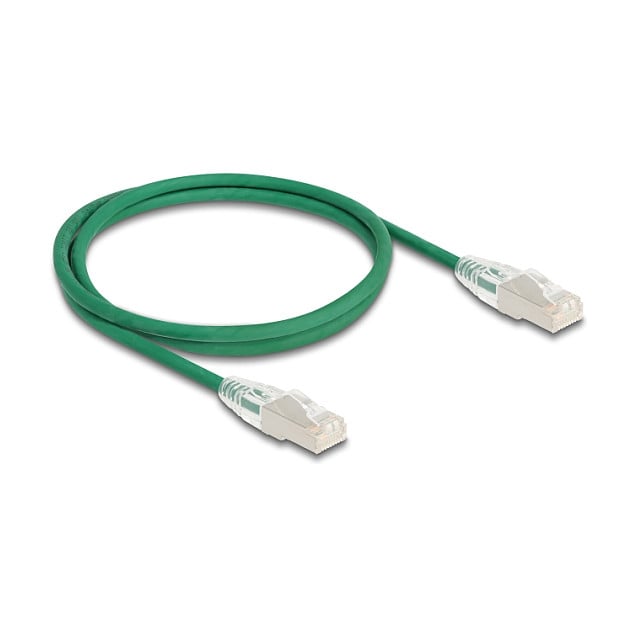 Mrežni kabel DELOCK RJ45 Cat.6A U/FTP Slim 1m (savijeni konektor, zeleni)