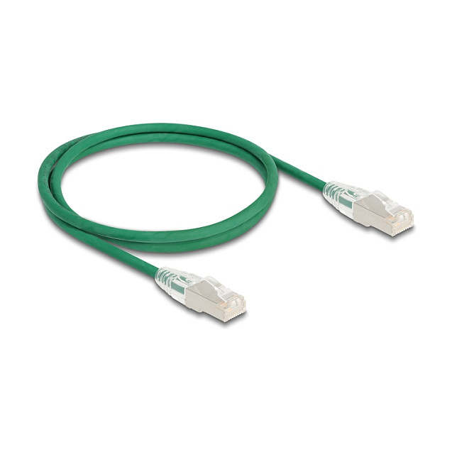 Mrežni kabel DELOCK RJ45 Cat.6A U/FTP Slim 1m (savijeni konektor, zeleni)-0