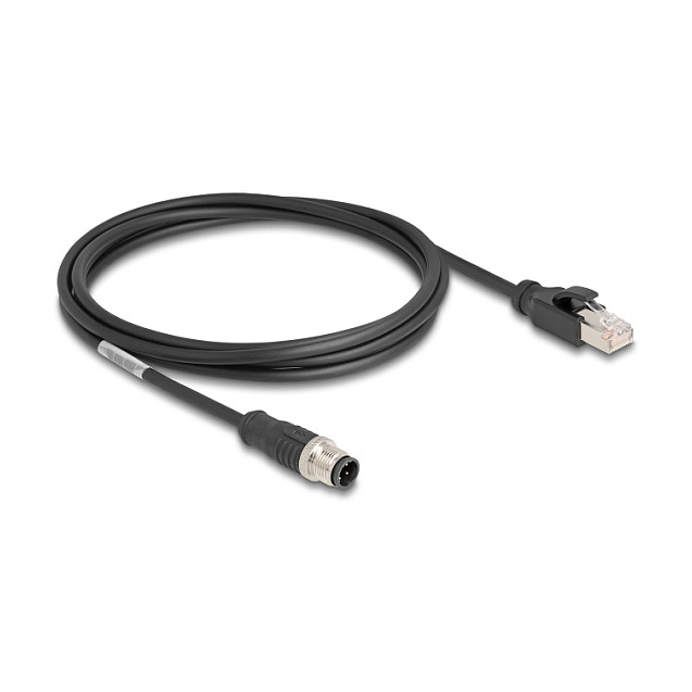 Mrežni kabel DELOCK M12 D-kodirani 4-pinski na RJ45, 2m, PVC, IP67