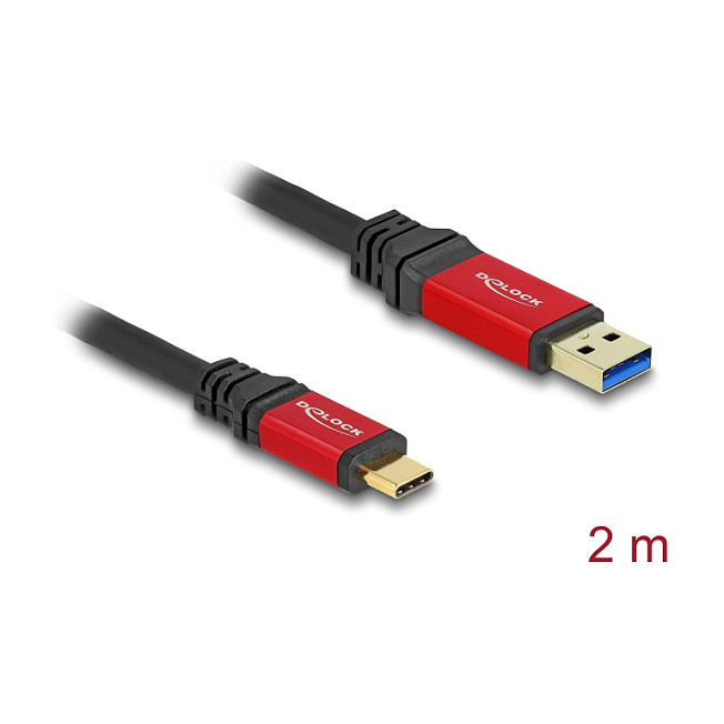 USB kabel DELOCK USB-A na USB-C (10 Gbps, 3A, 2 m, metalno kućište) crveni-1