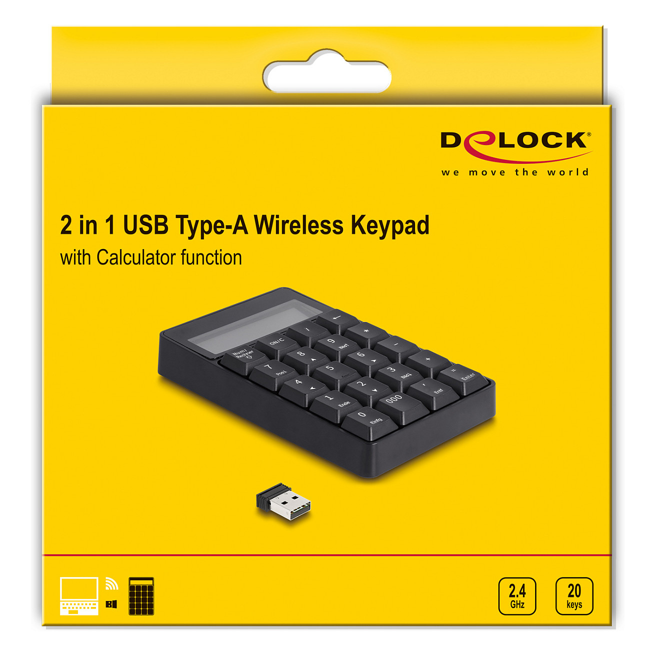 Numerička tipkovnica DELOCK 2u1 bežična (2.4 GHz, funkcija kalkulatora)-5