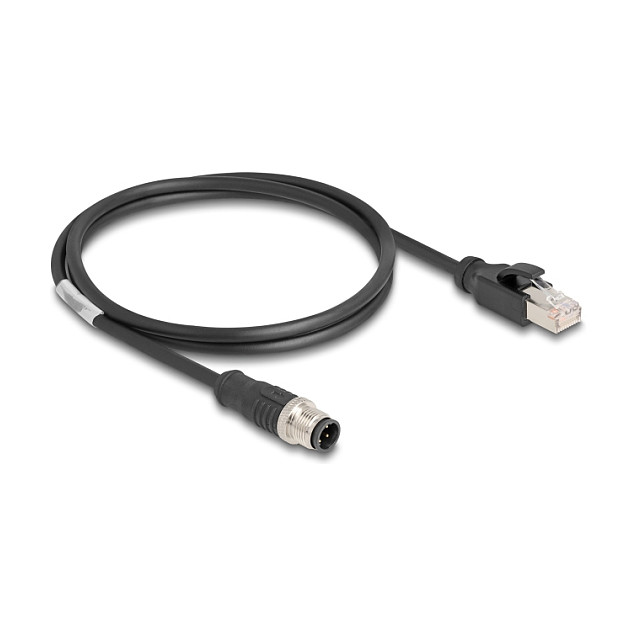 Mrežni kabel DELOCK M12 D-kodirani 4-pinski na RJ45 (1 m, PVC, IP67)