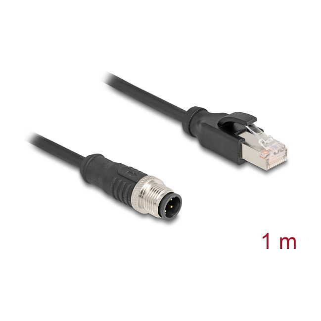 Mrežni kabel DELOCK M12 D-kodirani 4-pinski na RJ45 (1 m, PVC, IP67)-2
