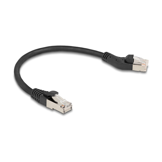 Mrežni kabel DELOCK Cat.6A S/FTP (45° lijevo kutni na ravni konektor, 0.25m, crni)-0