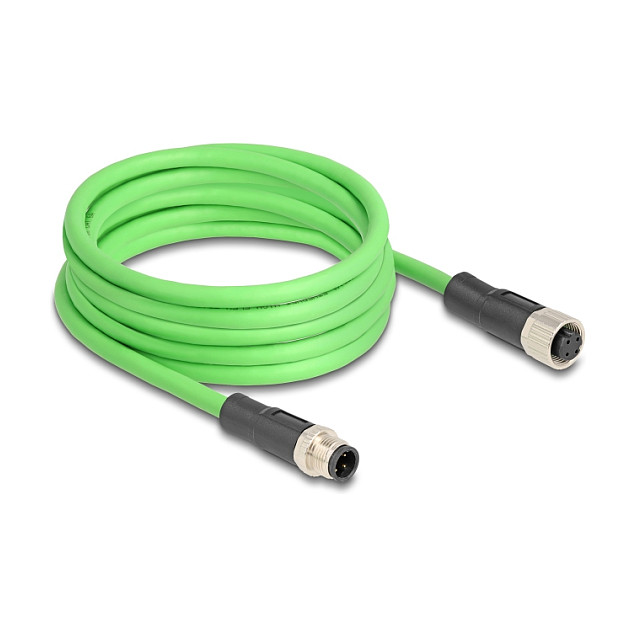 Mrežni kabel DELOCK M12 D-kodirani 4-pinski (M/Ž) 5m (PUR, IP67)-0