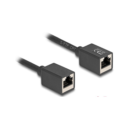 Mrežni produžni kabel DELOCK Cat.6A S/FTP (RJ45 M/Ž, 0.5m, panel-mount) crni-1