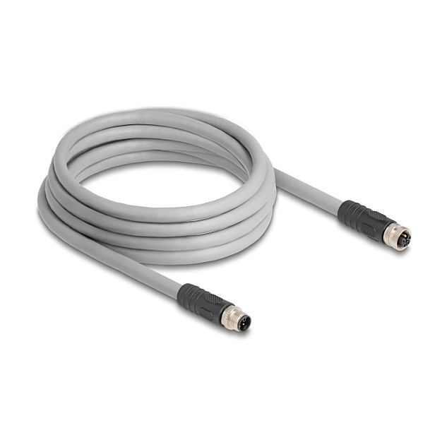 M12 kabel DELOCK 80540 L-kodirani 5-pinski (M/Ž), PUR, 3m, IP67-0