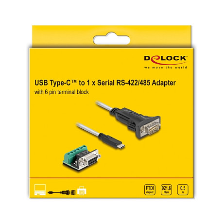 Adapter DELOCK USB-C na Serijski RS-422/485 (6-pinski terminalni blok, 0.5m)-3