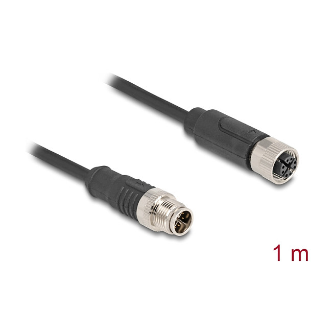 M12 Mrežni kabel DELOCK X-kodirani 8-pinski M/Ž (1 m, PVC, IP67, 10 Gbps)-2