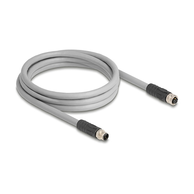 M12 kabel DELOCK 80539 L-kodirani 5-pinski M/Ž (2m, PUR, IP67, za industrijsku automatizaciju)-0