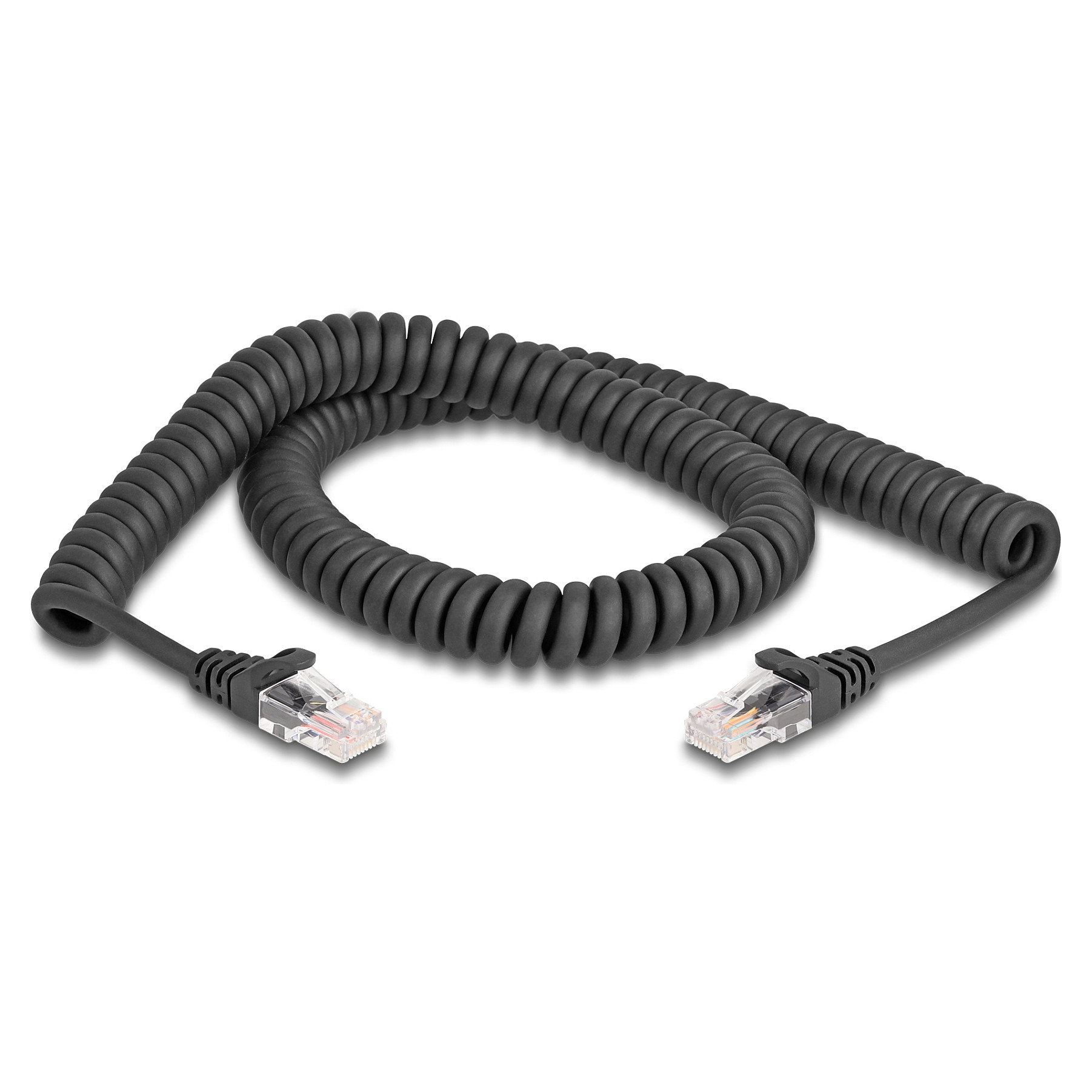 Mrežni kabel DELOCK RJ45 Spiralni Cat.5e S/FTP 2m crni (87993)