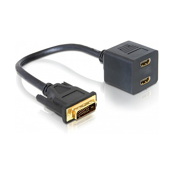 Adapter DELOCK DVI 24+1 (M) na 2x HDMI (Ž) razdjelnik (65069)-0