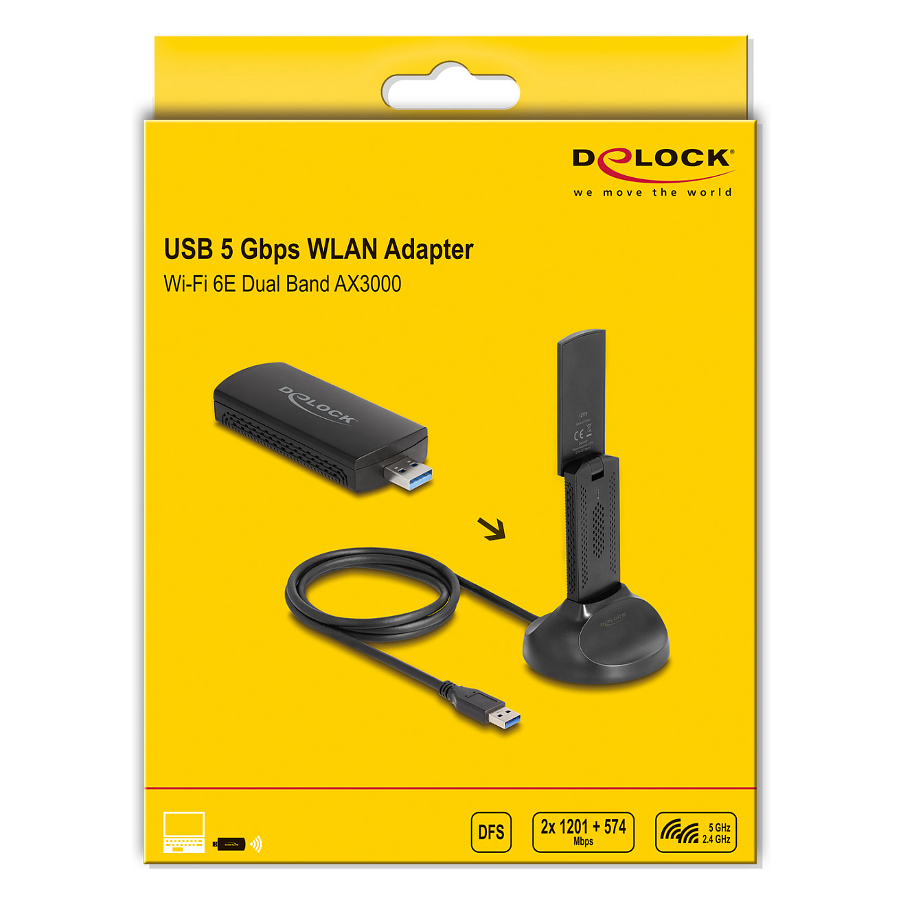 Wi-Fi USB Adapter DELOCK 6E AX3000 (USB 3.2, 2.4/5/6 GHz, 2976 Mbps)-3