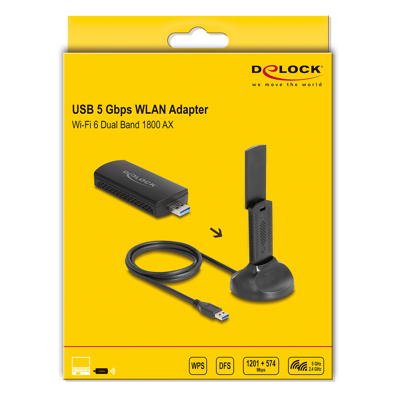 Wi-Fi USB Adapter DELOCK AX1800 (Wi-Fi 6, USB 3.2, 1201 + 574 Mbps)-3