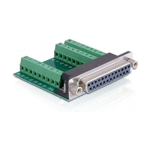Adapter DELOCK Terminal Block 10-pin na D-Sub 25-pin ženski (za 35 mm DIN šinu)