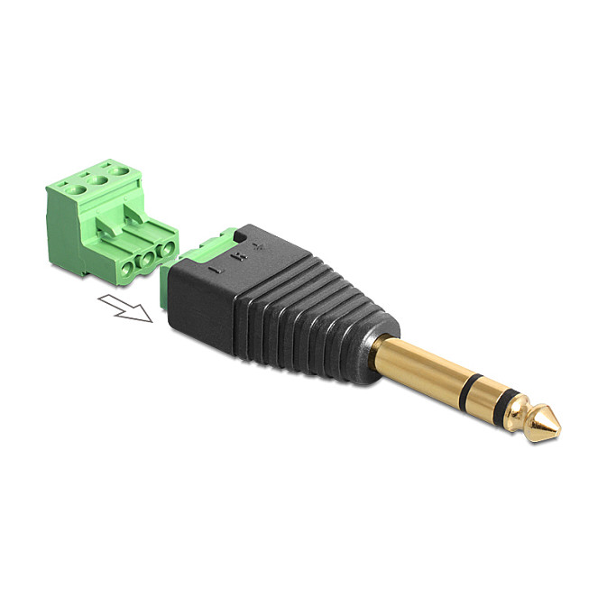 Adapter DELOCK 6.35 mm stereo muški na 3-pinski terminalni blok (65460)-0
