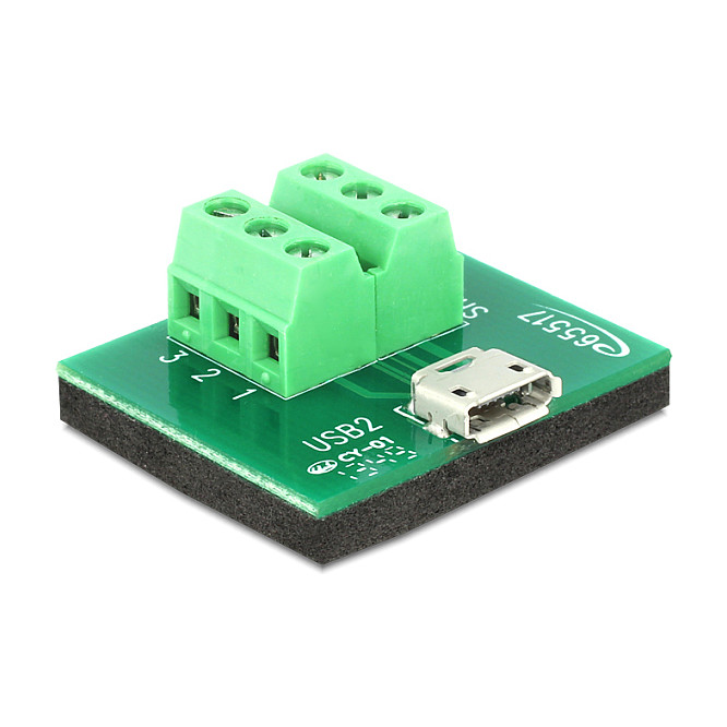Adapter DELOCK Micro USB 2.0-B ženski na 6-pinski terminalni blok (65517)-0