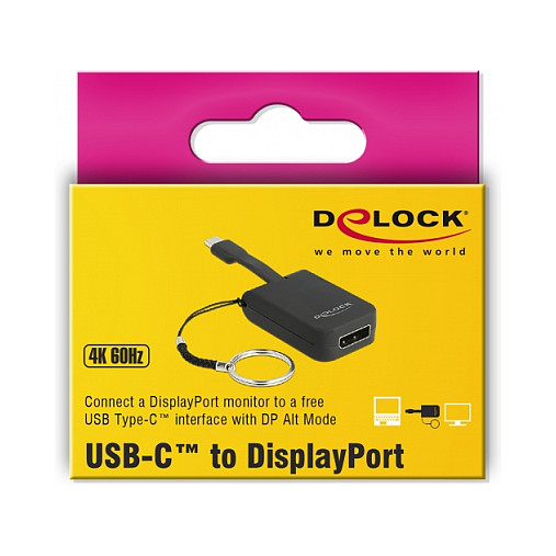 Adapter DELOCK USB-C na DisplayPort 4K 60Hz (DP Alt Mode, privjesak za ključeve)-2