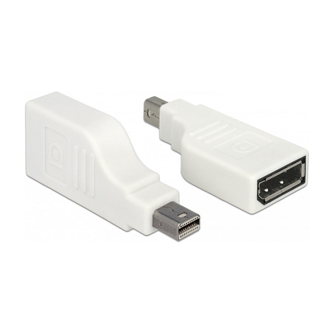 Adapter DELOCK mini DisplayPort 1.2 na DisplayPort (4K 60Hz, 90° kutni, bijeli)-0