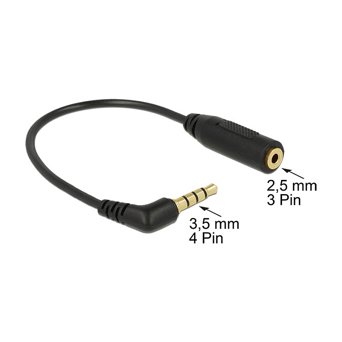 Audio adapter kabel DELOCK 3.5mm 4-pin kutni na 2.5mm 3-pin, 0.25m-1
