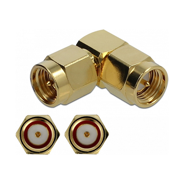 Adapter DELOCK SMA ženski na SMA ženski 90° kutni (50 Ohm, do 10 GHz)