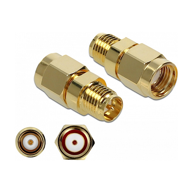 Adapter DELOCK RP-SMA muški na RP-SMA ženski 90° kutni (do 10 GHz)-0