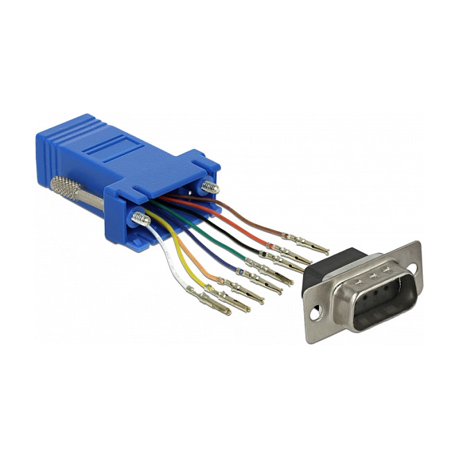 Adapter DELOCK D-Sub 9 Pin muški na RJ45 ženski montažni set plavi (66167)-0
