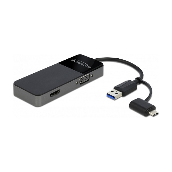 Adapter DELOCK USB 3.2 Gen 1 na 4K HDMI + VGA (Splitter funkcija, 3840x2160@30Hz)-0