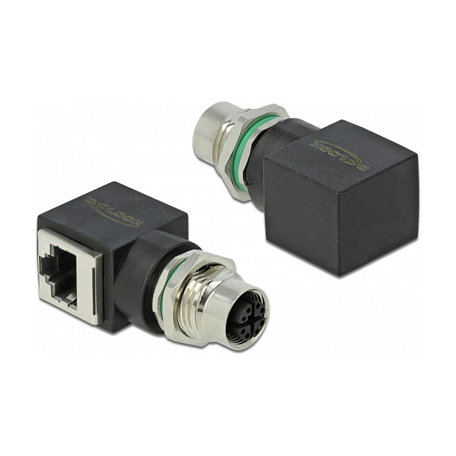 Mrežni adapter DELOCK 66316 (M12 X-kodirani 8-pinski ženski na RJ45 ženski, Cat.6A, IP67)