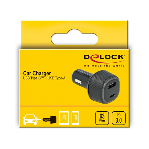 Auto punjač DELOCK 64108 (USB-C PD 45W + USB-A QC 3.0 18W, 63W)-3