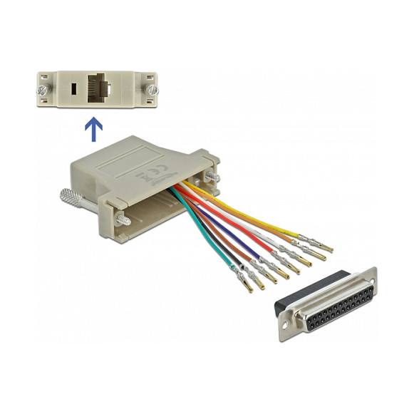 Adapter kit DELOCK 65600 (D-Sub 25-pinski ženski na RJ45 ženski) sivi-0