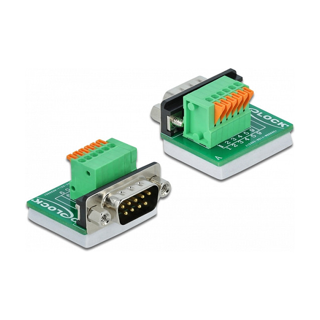 Adapter DELOCK D-Sub 9 Pin muški na 10 Pin terminalni blok (vertikalni, s tipkama)-0