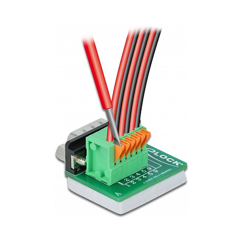 Adapter DELOCK D-Sub 9 Pin muški na 10 Pin terminalni blok (vertikalni, s tipkama)-1