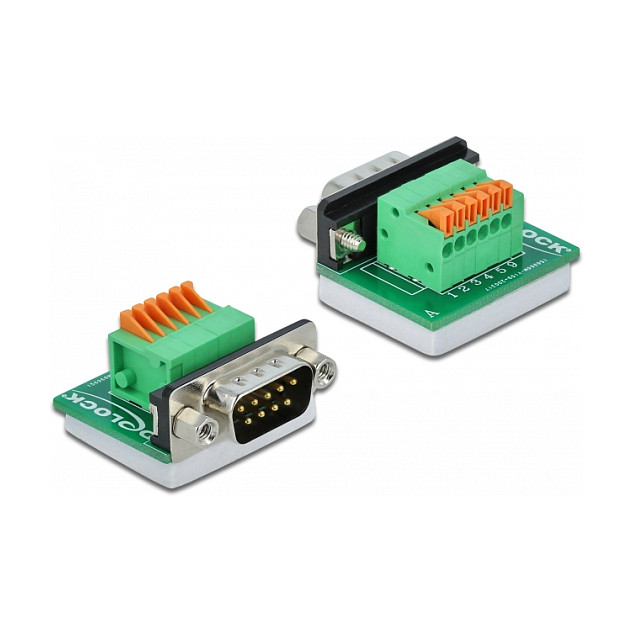 Adapter DELOCK 66555 D-Sub 9-pinski muški na 10-pinski terminalni blok (horizontalni)-0