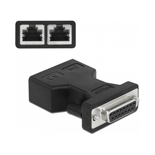 Adapter DELOCK 66806 AUI (D-Sub 15 Pin ženski na 2 x RJ45 ženski)