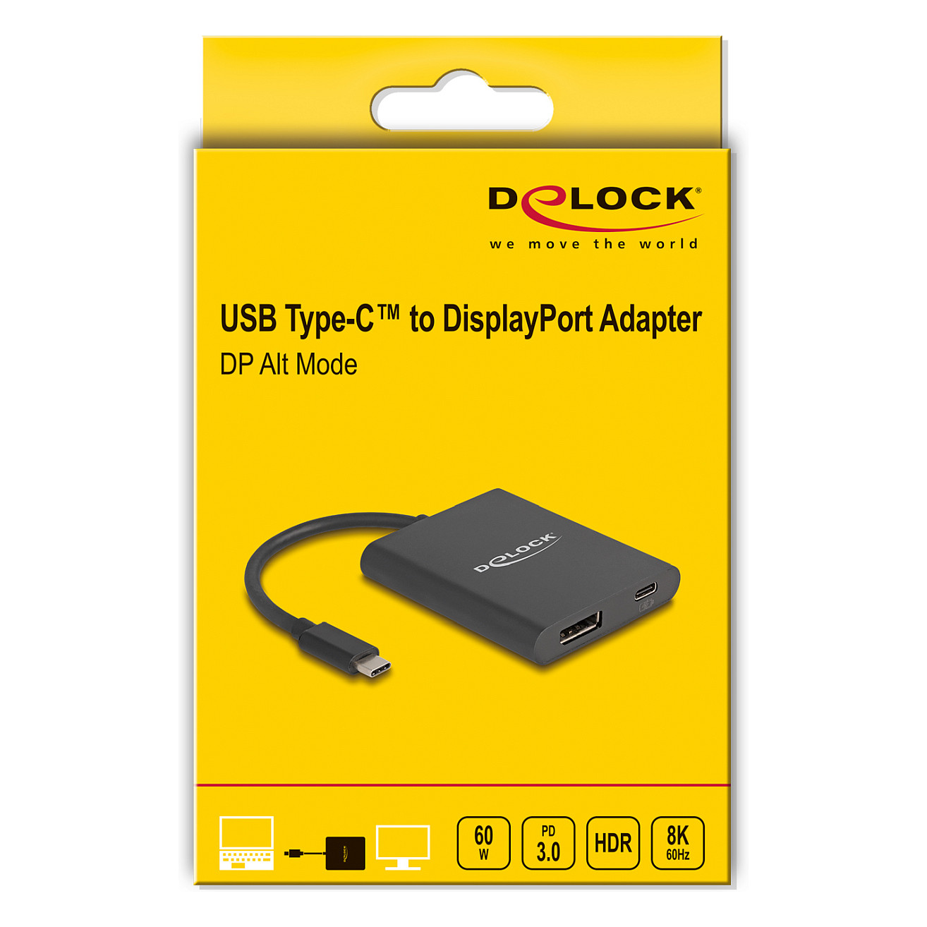 Adapter DELOCK 64202 USB-C na DisplayPort (8K 60Hz, HDR, 60W PD)-2