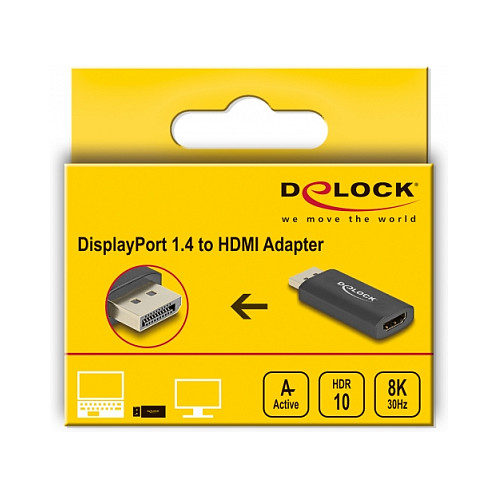 Adapter DELOCK DisplayPort 1.4 na HDMI (8K 30Hz, 4K 120Hz, HDR, Aktivni)-1