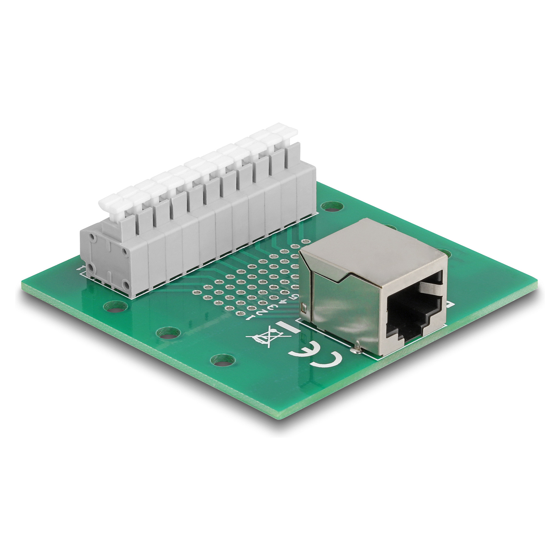 Adapter DELOCK RJ50 na 10-pinski terminalni blok (za DIN šinu, Push-in priključci)