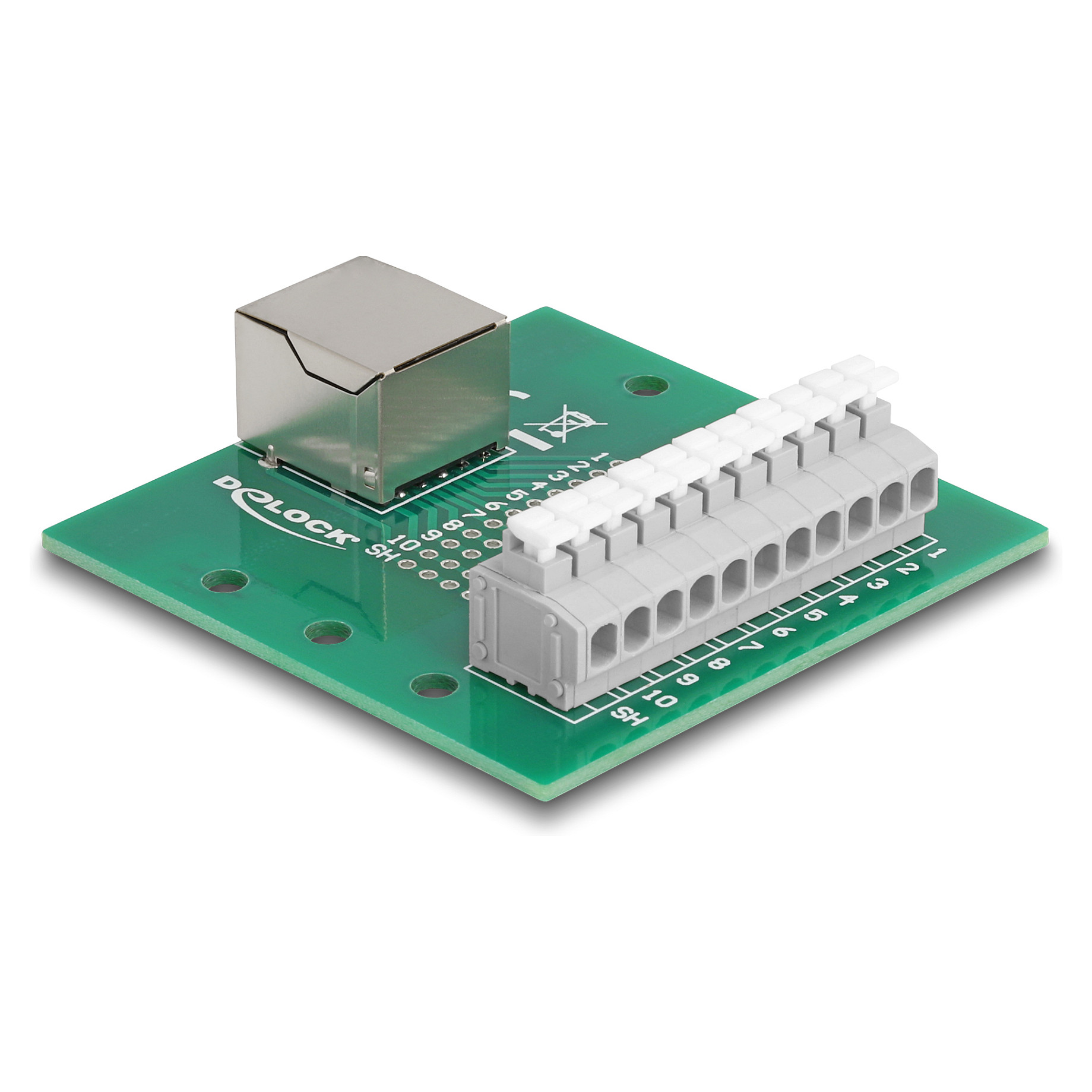 Adapter DELOCK RJ50 na 10-pinski terminalni blok (za DIN šinu, Push-in priključci)-1