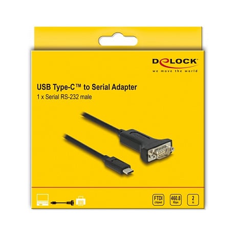 Adapter DELOCK USB-C na Serijski RS-232 (DB9) 2m (FTDI čipset)-1